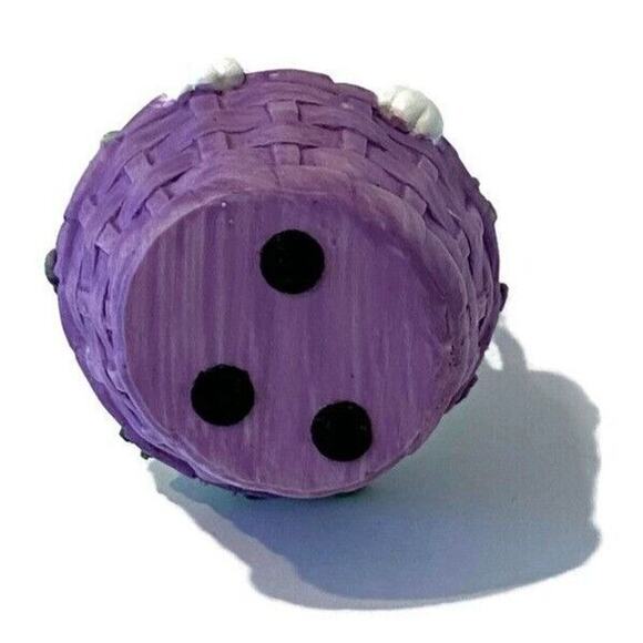 White Bunny Tree Ornament Egg Shaped Painted Purple Easter Basket Rabbit - Picture 7 of 8